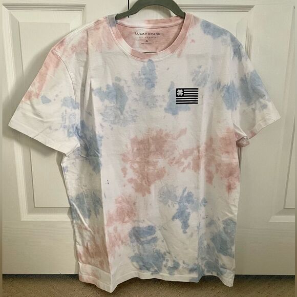 NWT Lucky Brand Flag Tie-Dye Men’s Tee - Picture 1 of 8